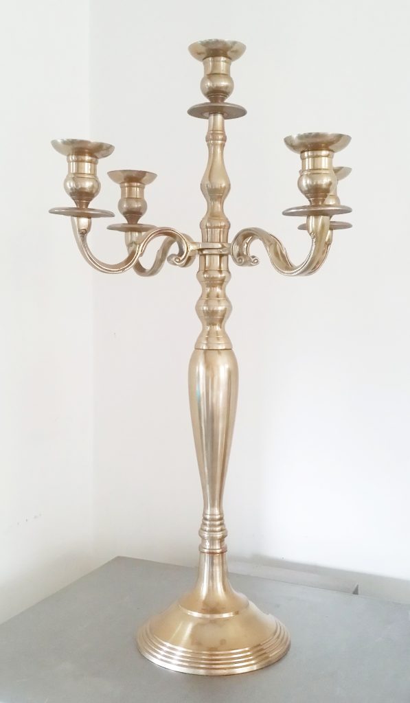 Product photo of a gold candelabra for hire