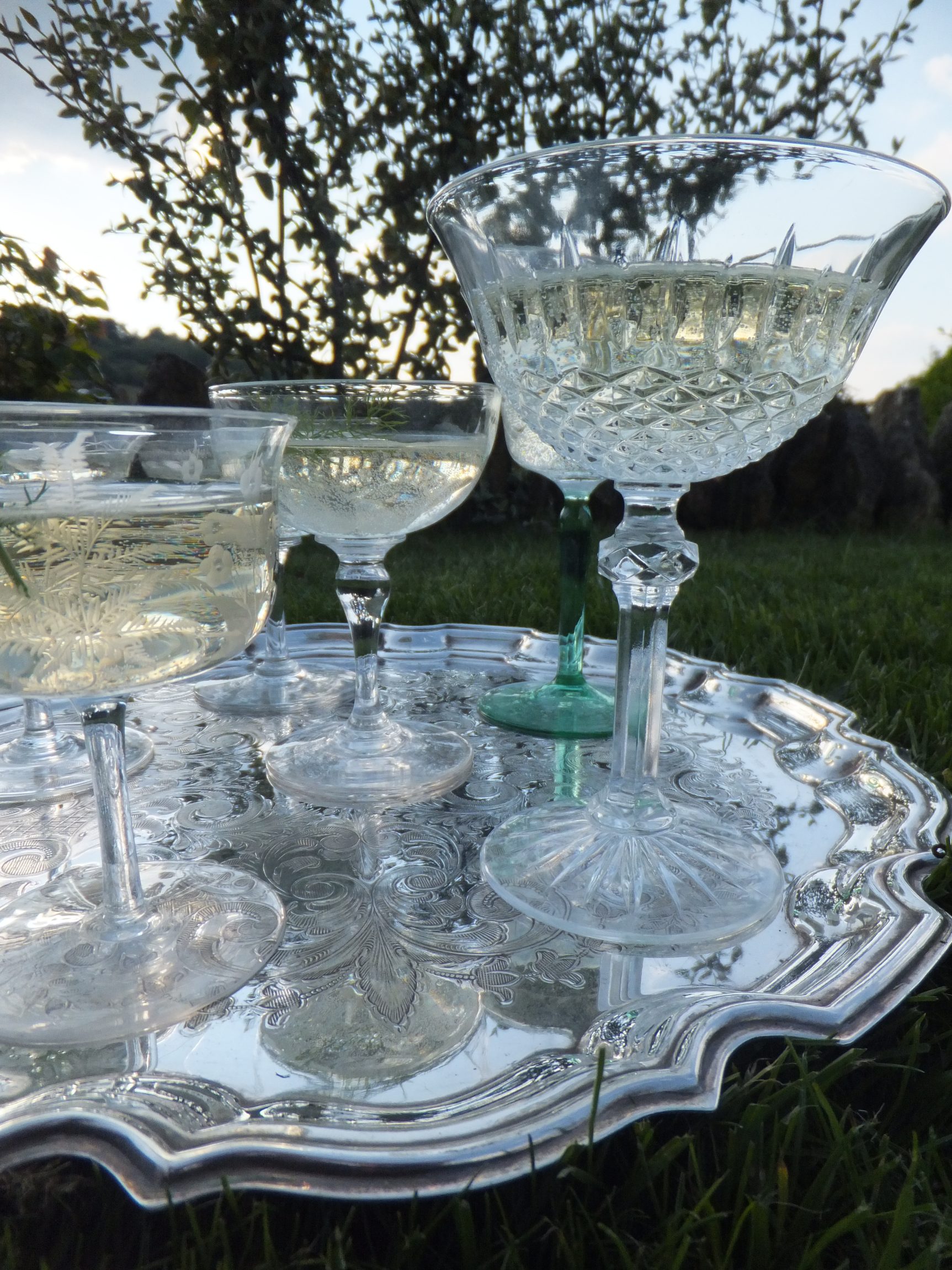 champagne saucers Cotswold Vintage Party Hire